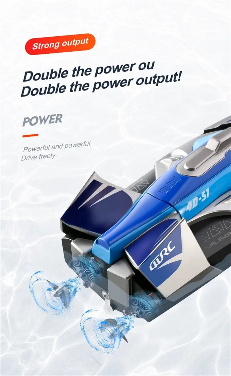 S1 2.4G High-speed Remote Control Speedboat 30 Km/h Waterproof Electric Remote Control Rowing Double Propoler Children's Gift